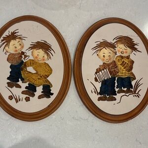 Vintage Style Brown and Cream Wall Art Set